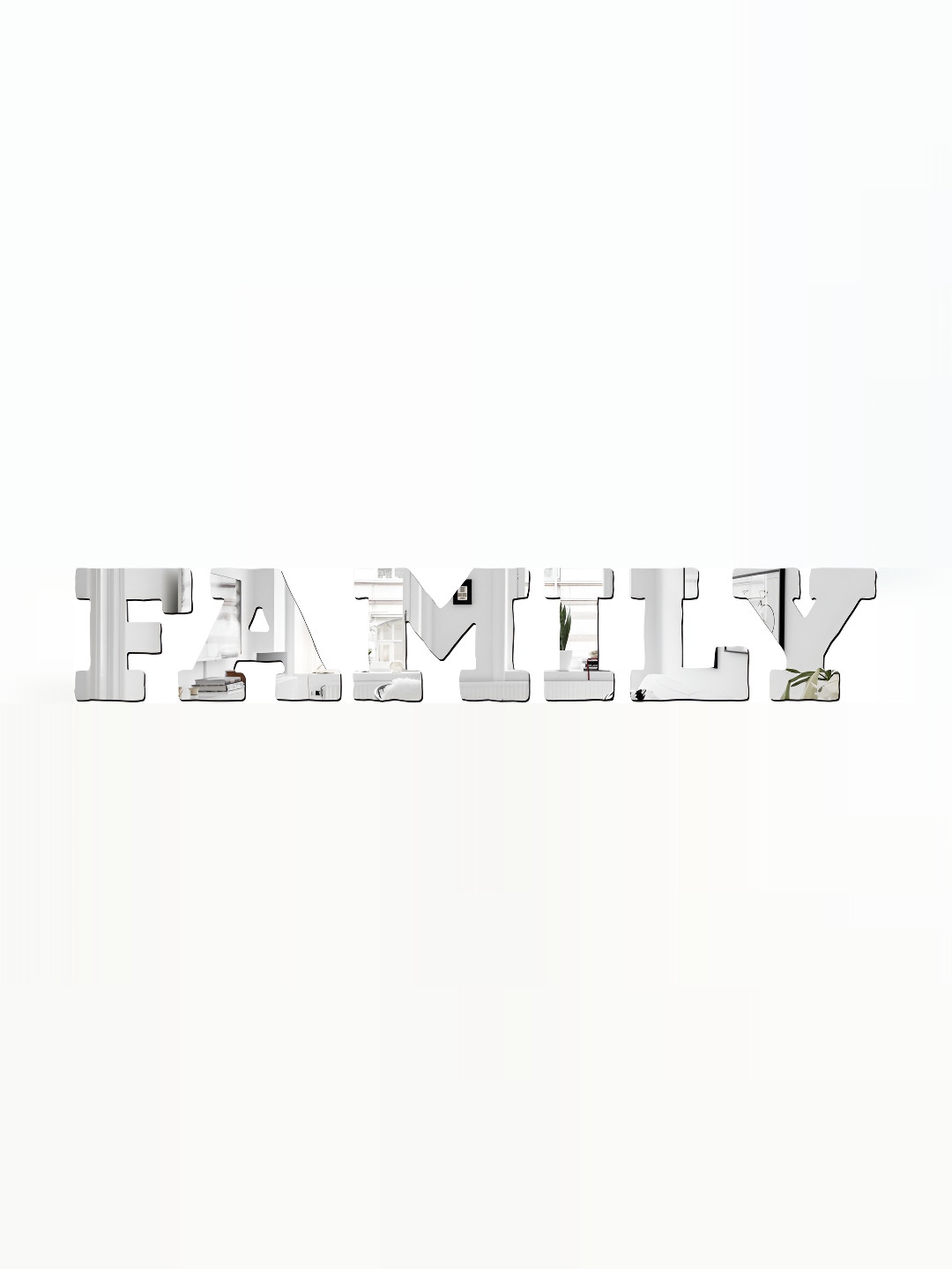 Wall1ders Silver Family 3D Mirror Wall Stickers