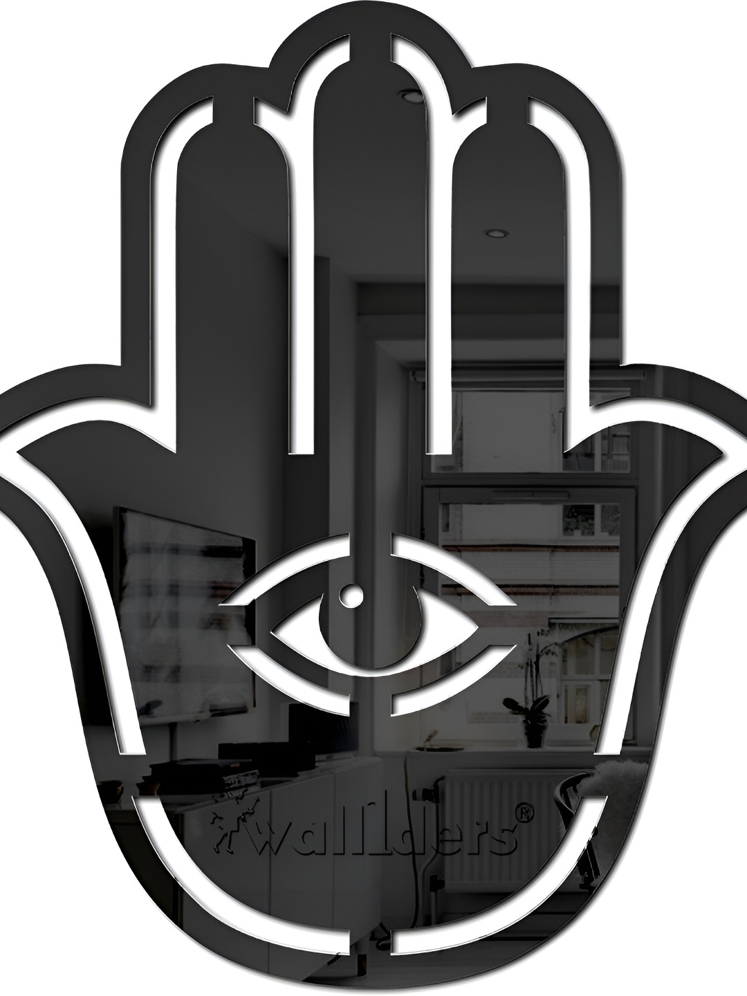 Wall1ders Black Hamsa Hand 3D Mirror Wall Sticker