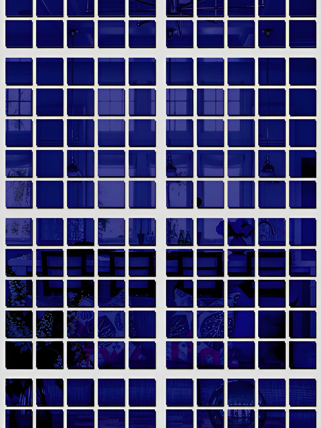 Wall1ders Blue 200 Pieces Square 3D Mirror Wall Stickers