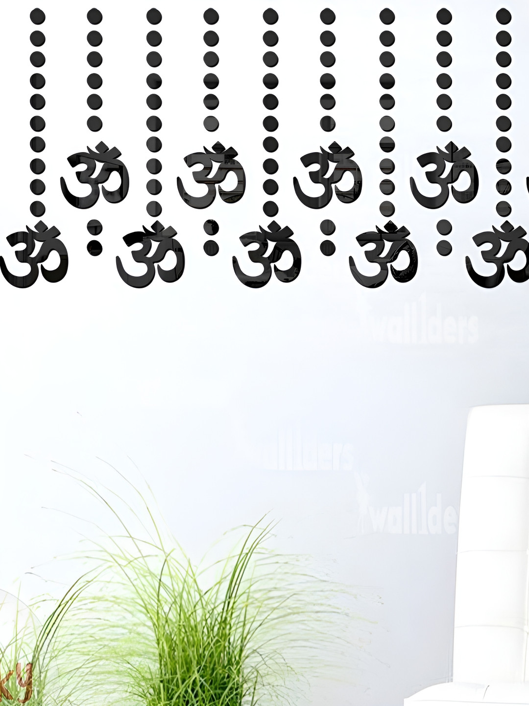Wall1ders Black 110 Pcs 3D Mirror Wall Stickers