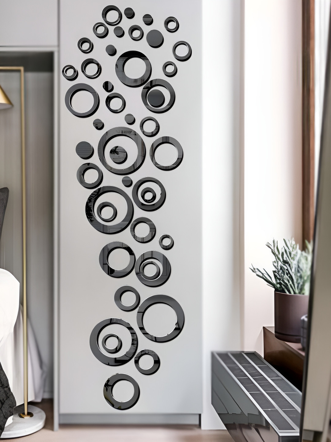 Wall1ders Black 40 Pieces 3D Mirror Wall Stickers