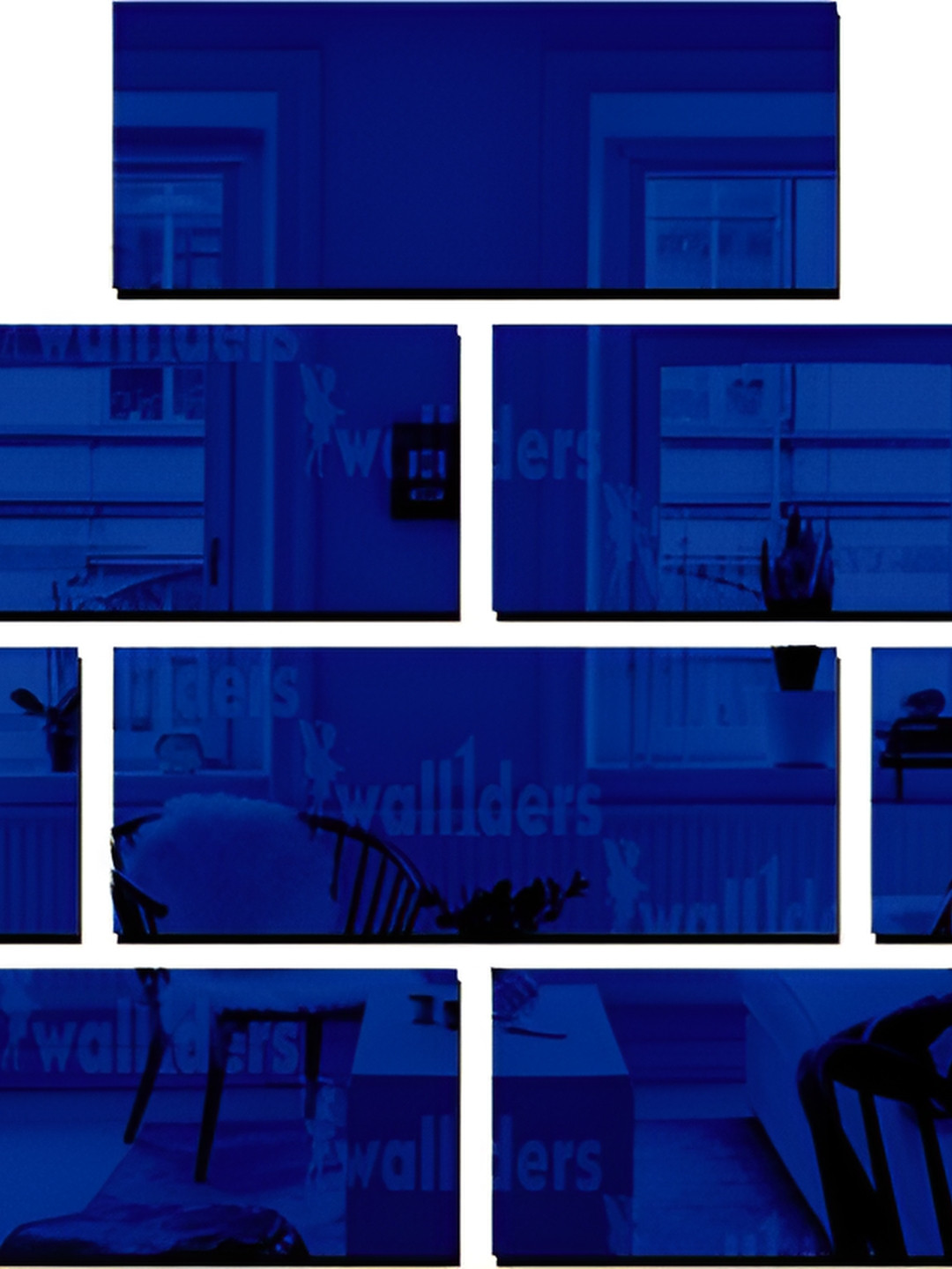 Wall1ders Blue 10 Pieces Rectangle 3D Mirror Wall Stickers