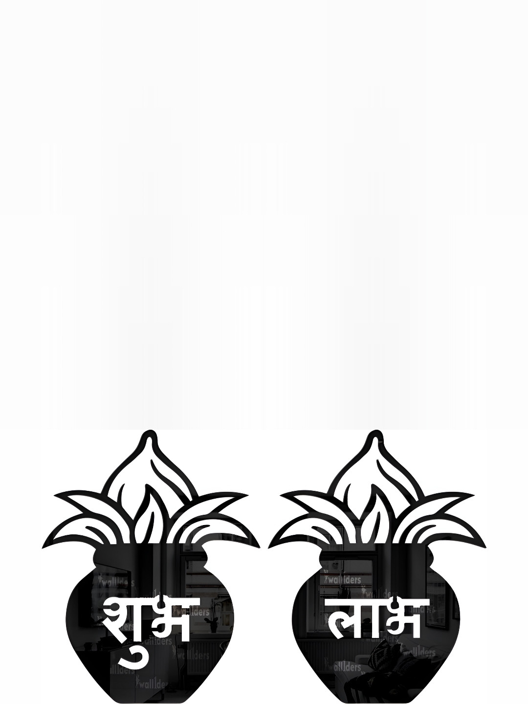 Wall1ders Black 2 Pieces Kalash 3D Mirror Wall Stickers