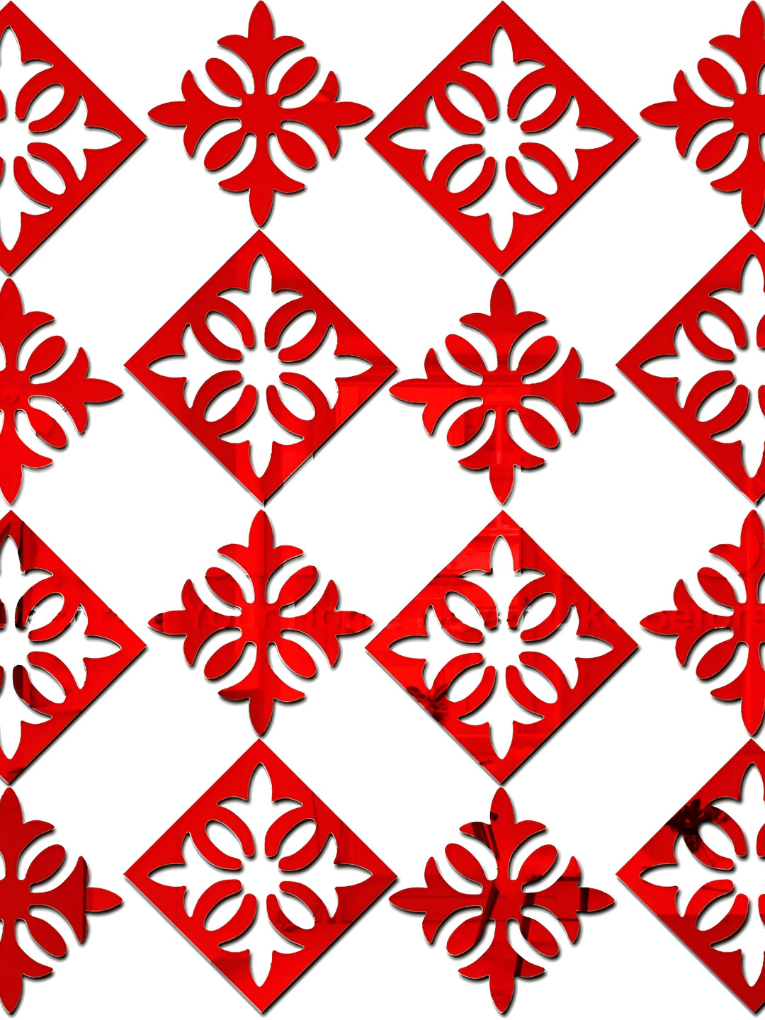 Wall1ders Red 16 Pieces Attractive 3D Mirror Wall Stickers