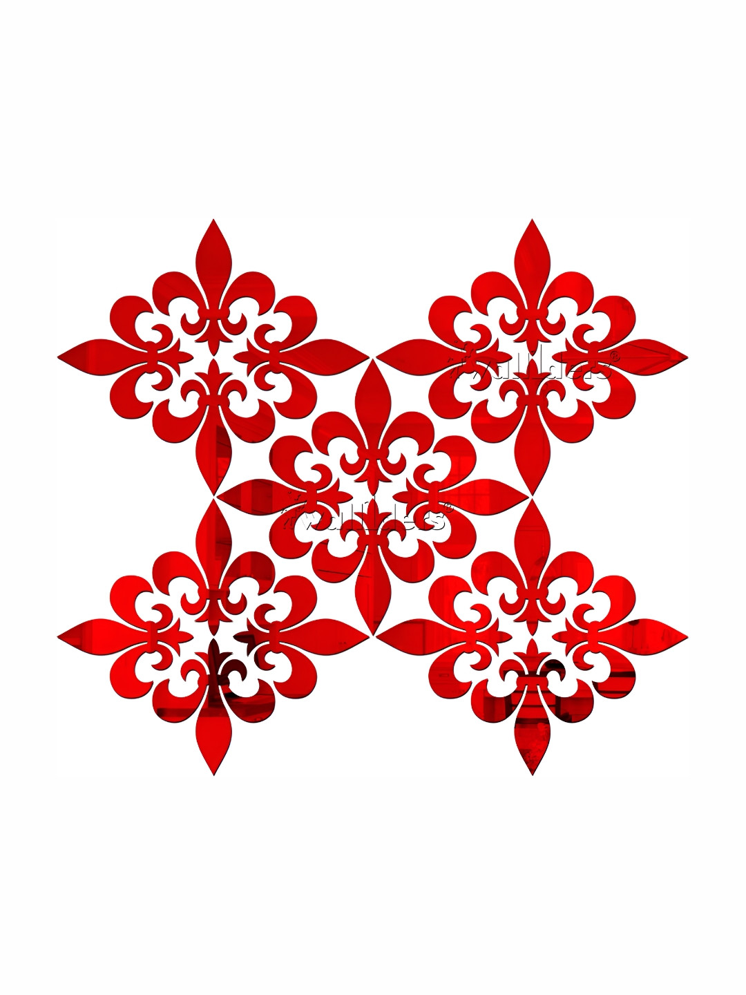 Wall1ders Red 20 Pieces Border Flower 3D Mirror Wall Stickers
