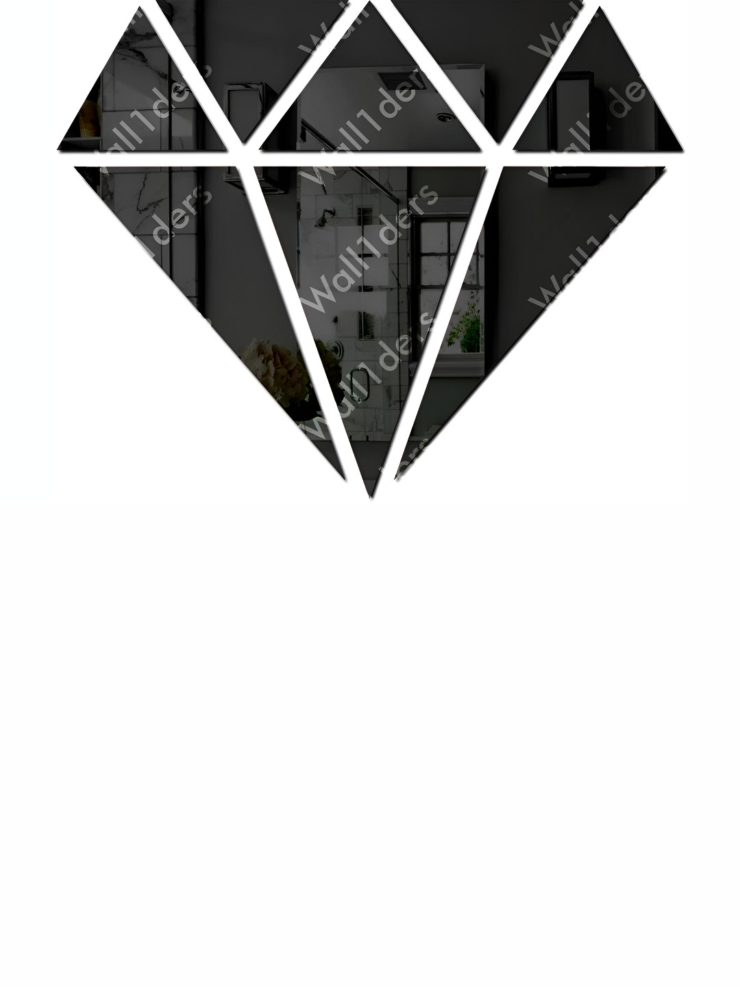 Wall1ders Black Diamond Shape  3D Mirror Wall Stickers