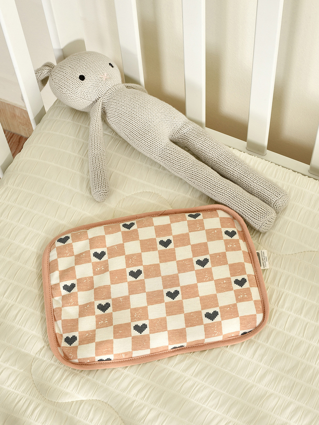 MiArcus Tan Abstract Cotton Medium Mustard Seeds Sleep Pillow-21 x 28 cm