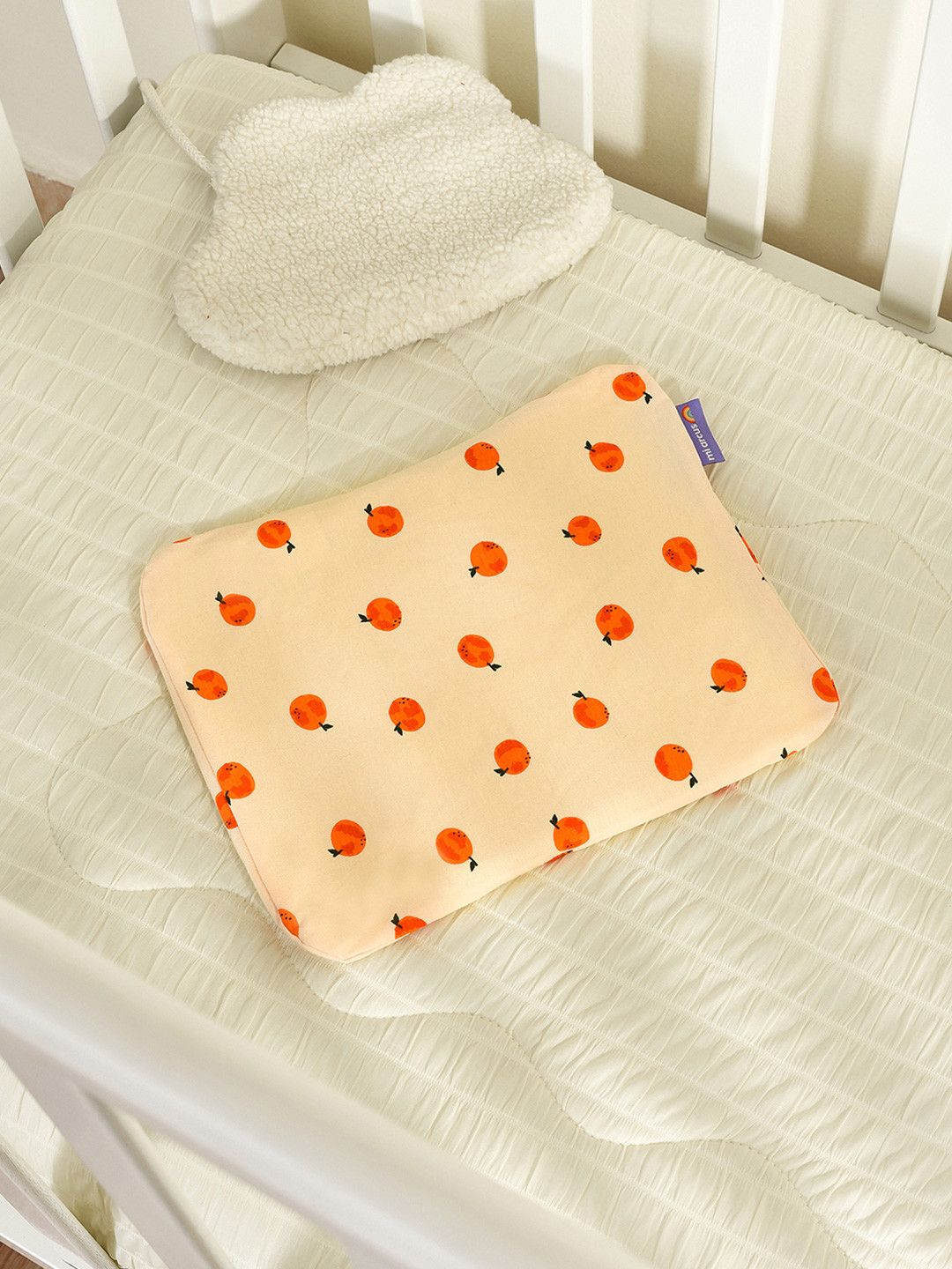 MiArcus Peach Graphic Cotton Medium Mustard Seeds Sleep Pillow-22 x 26 cm