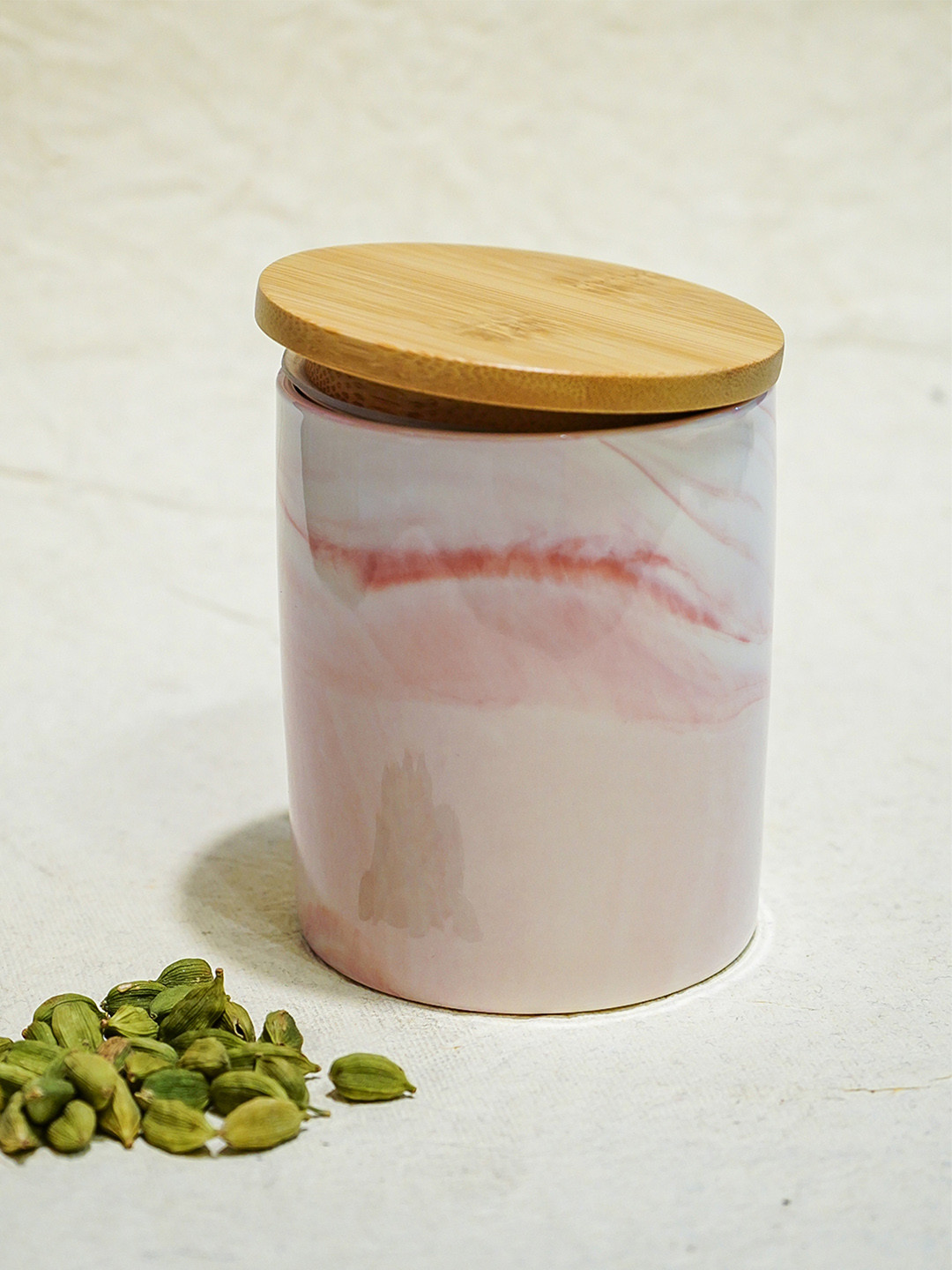 Ekhasa Pink Ceramic Durable Flip Top Graduated Container-400ml