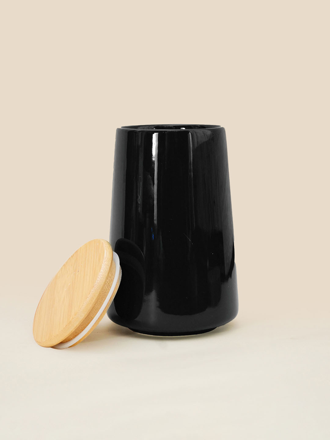 Ekhasa Black Ceramic Air Tight Flip Top Graduated Container-850ml