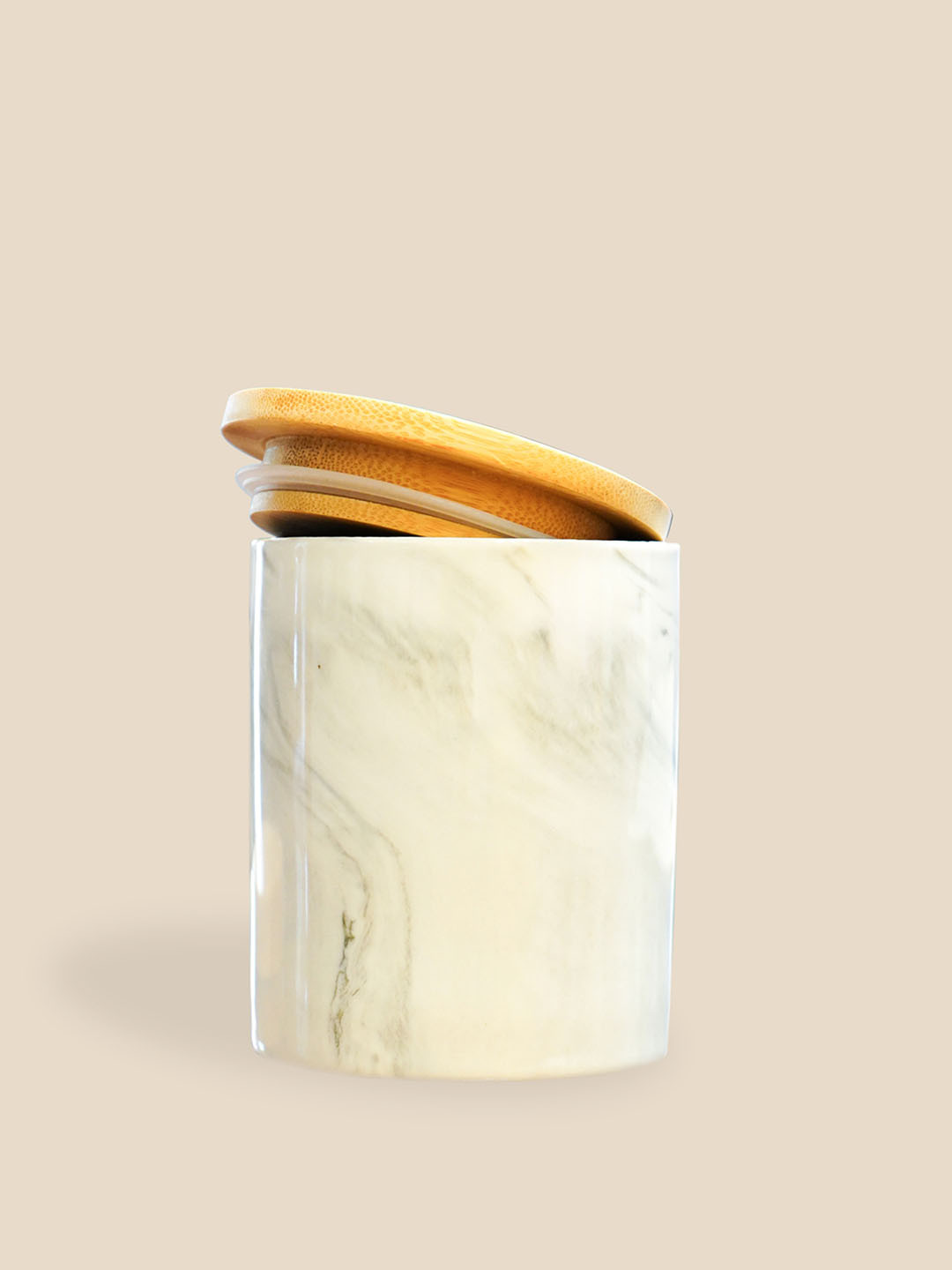 Ekhasa Grey Marble Ceramic Air Tight Flip Top Canister-400ml