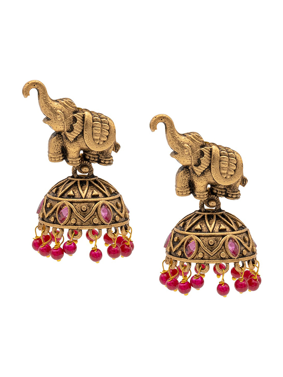 Shining Jewel - By Shivansh Gold-Plated Animal Shaped Jhumkas Earrings