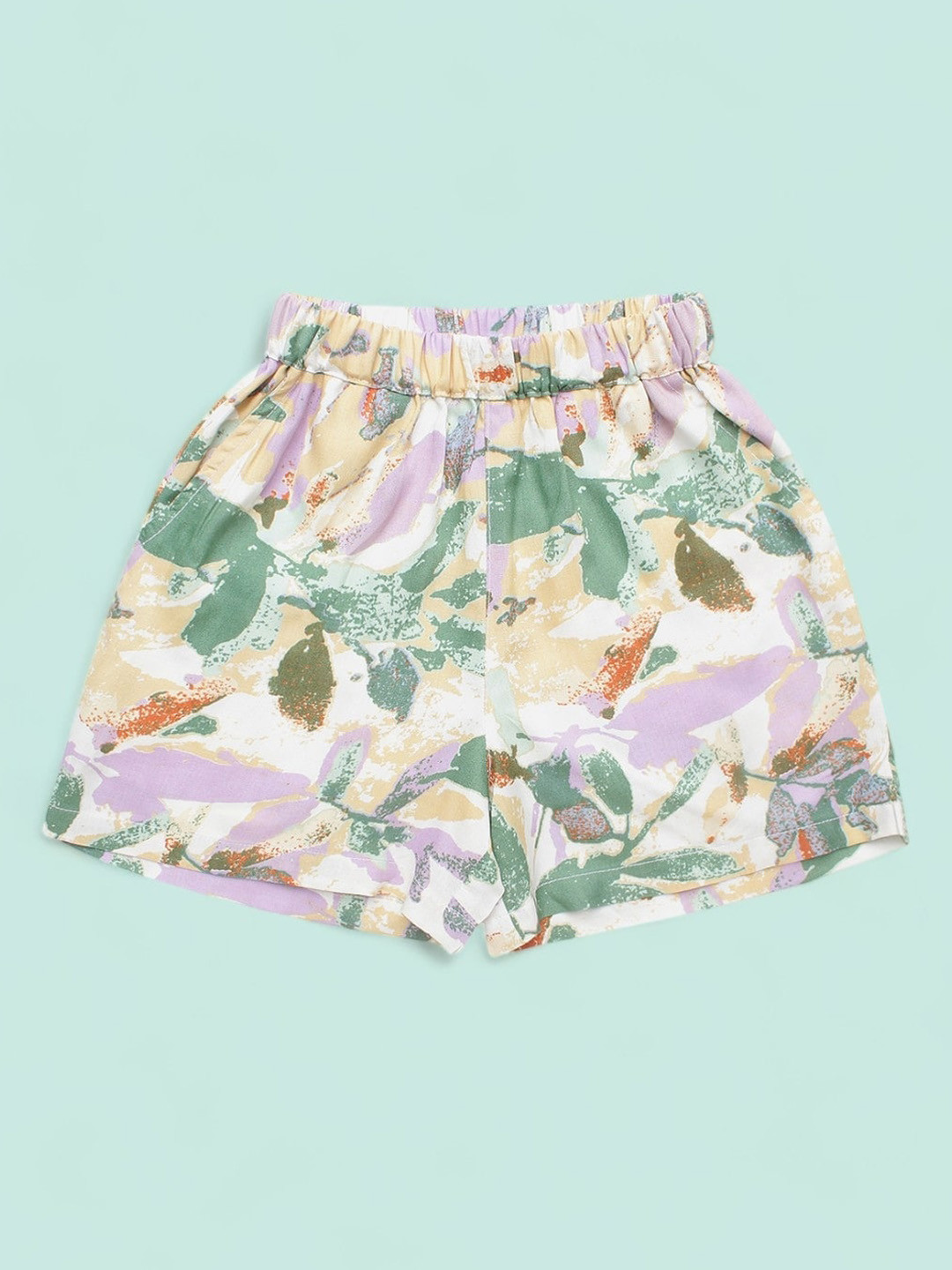 Superminis Boys Relaxed Fit Mid-Rise Floral Printed Rayon Shorts