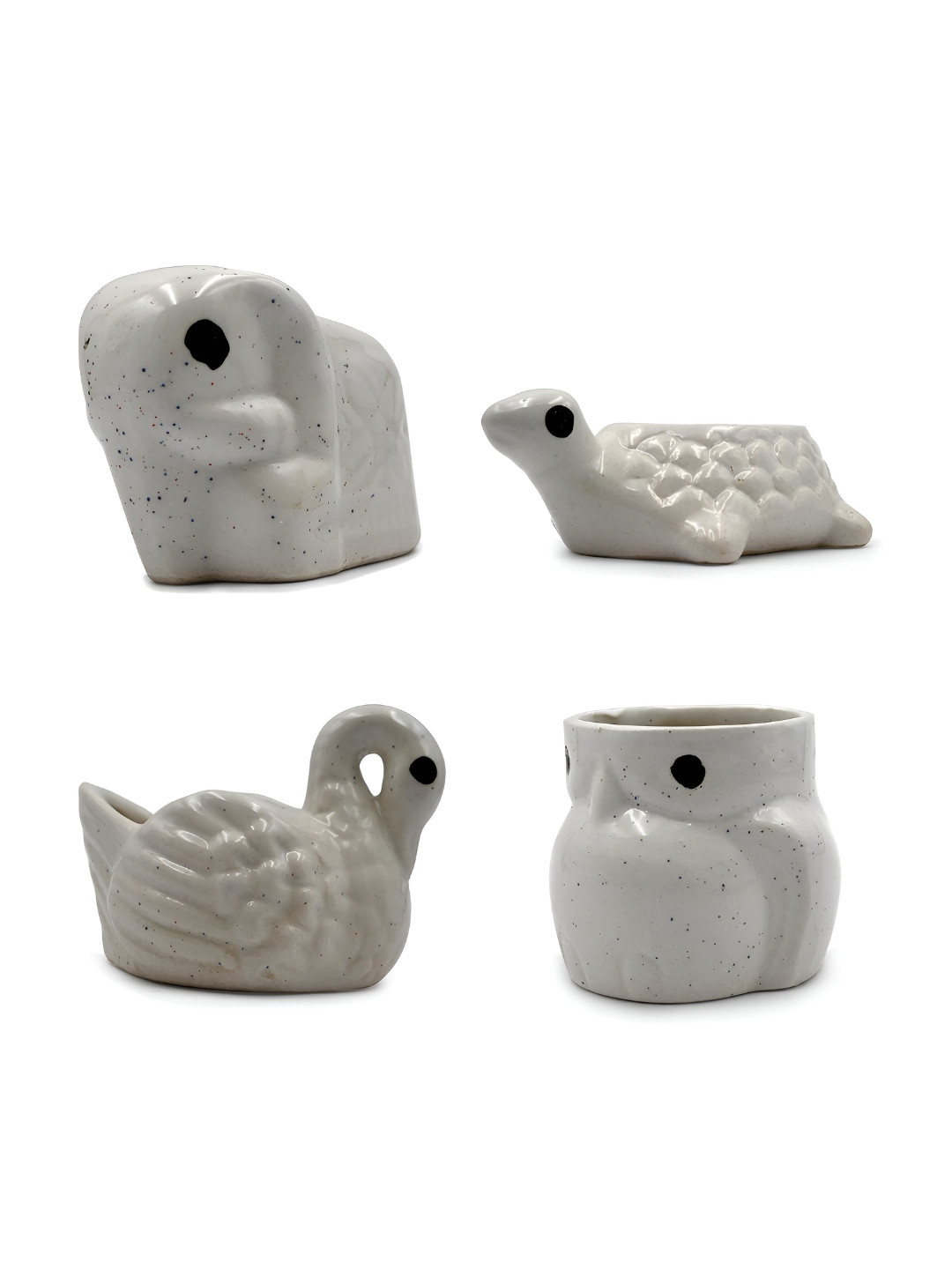 Crazy Sutra White 4 Pieces Animal Shaped Ceramic Planters