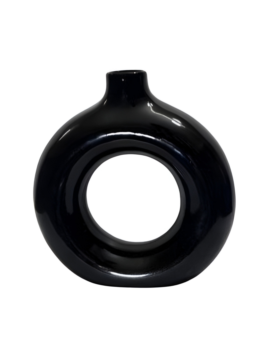 Crazy Sutra Black Donut Shaped Ceramic Vase