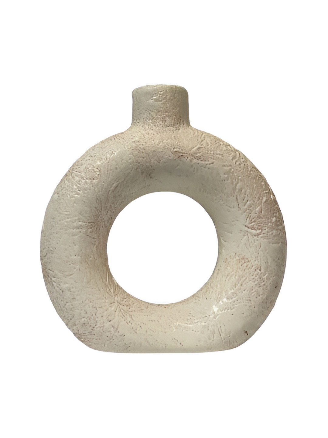 Crazy Sutra Beige Ceramic Donut Shaped Planter