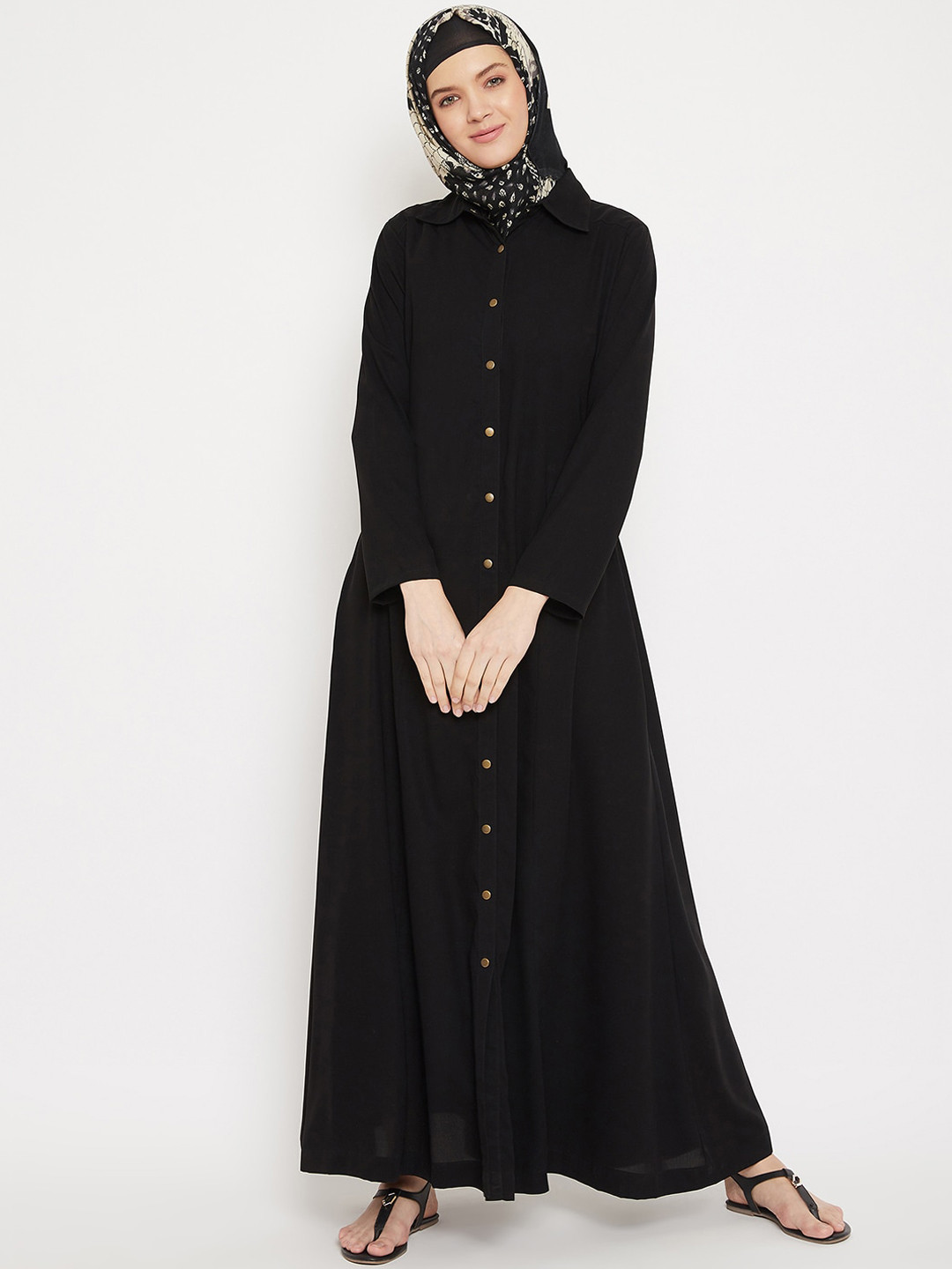 MOMIN LIBAS Front Open Abaya Burqa With Scarf