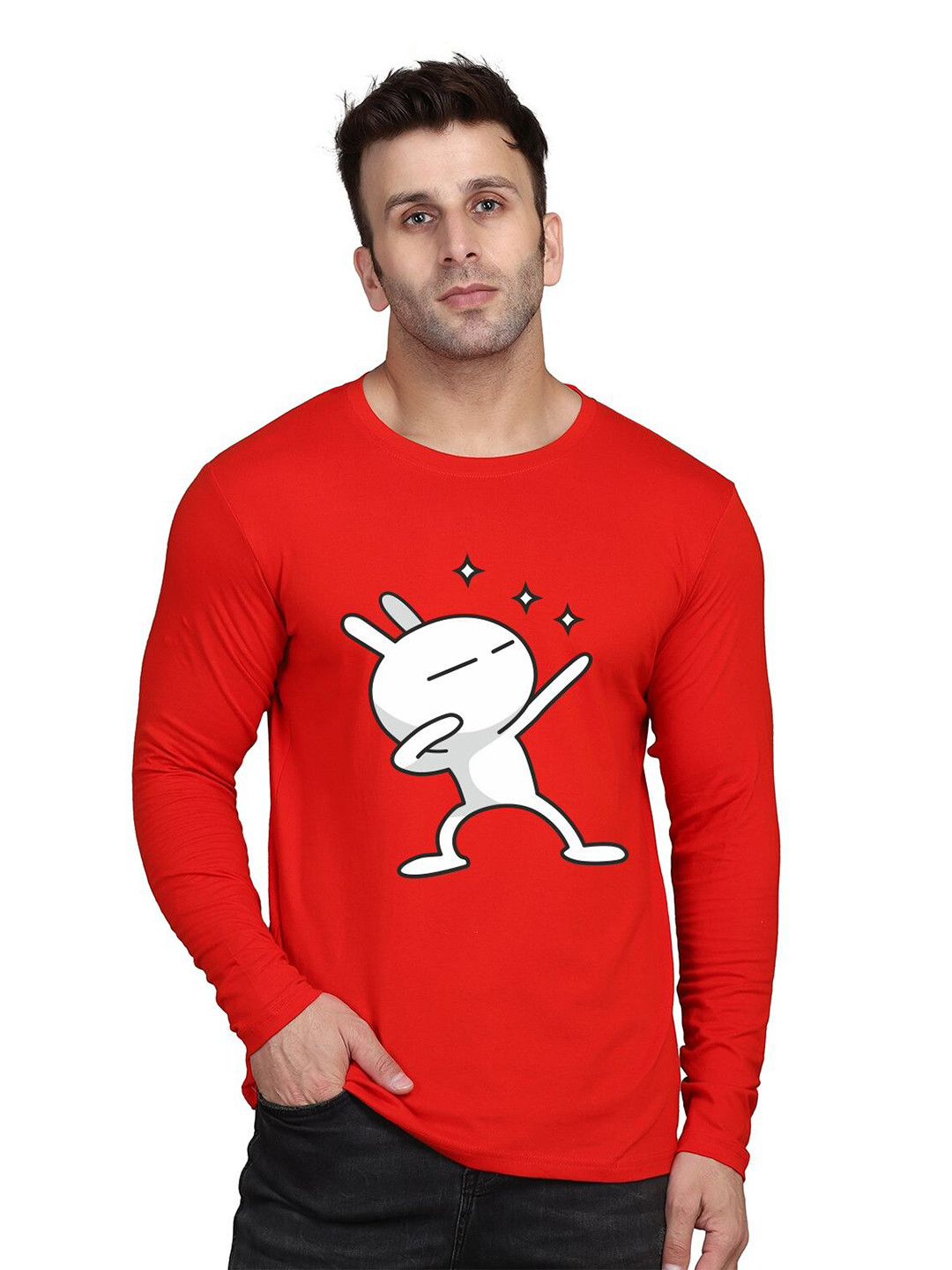 Red Humour and Comic Slim Fit Round Neck T-shirt