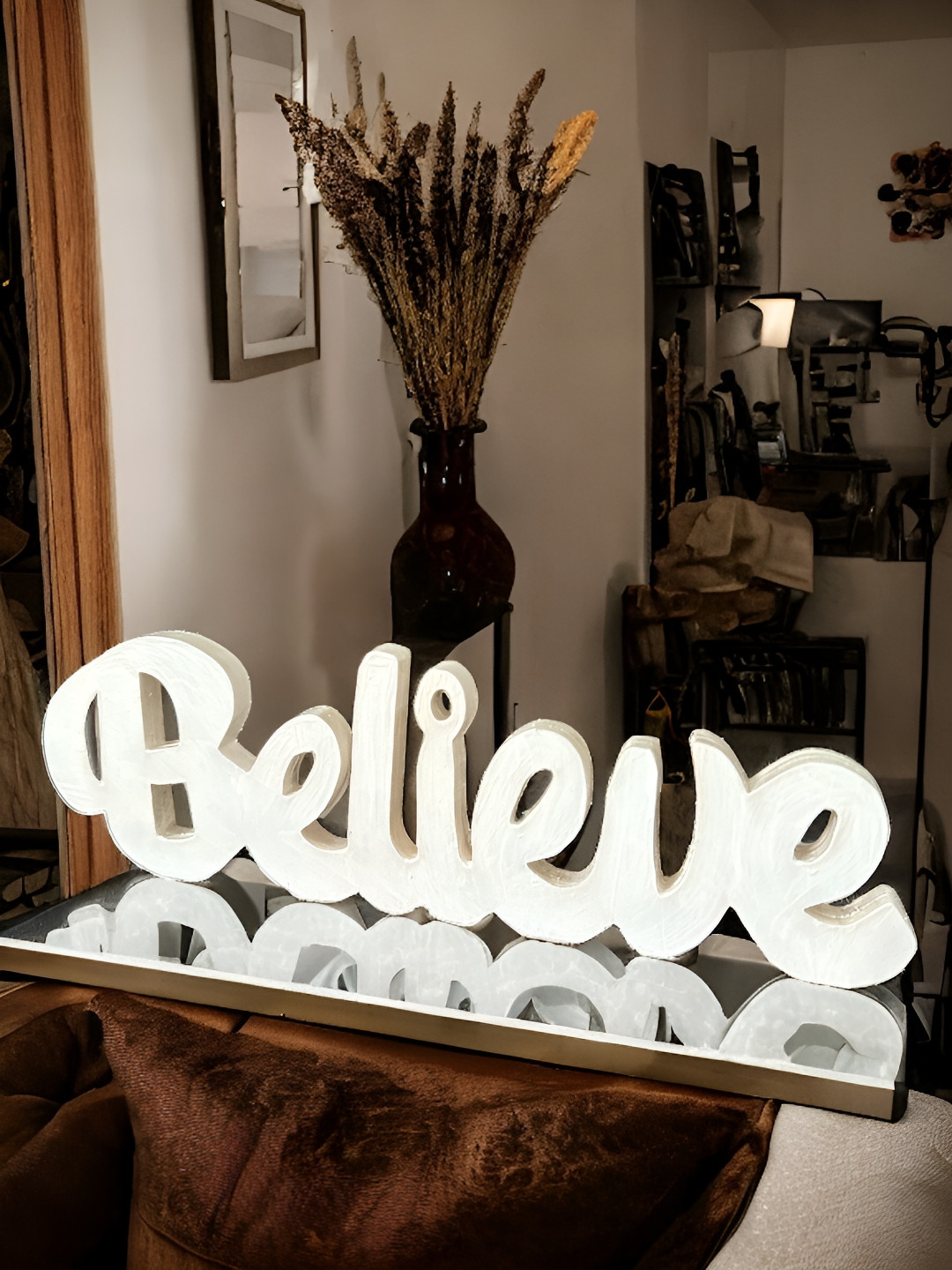 BS AMOR White Wooden Abstract Table Top Photographs