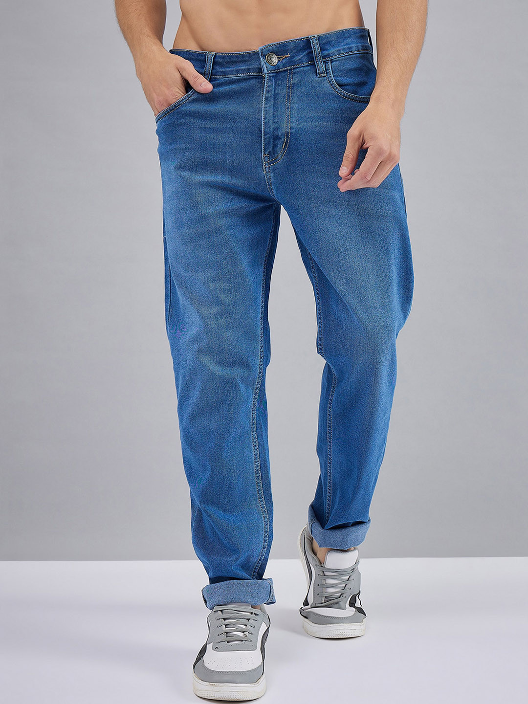 Harvard Blue Men Jean Slim Fit Light Fade Clean Look Stretchable Jeans