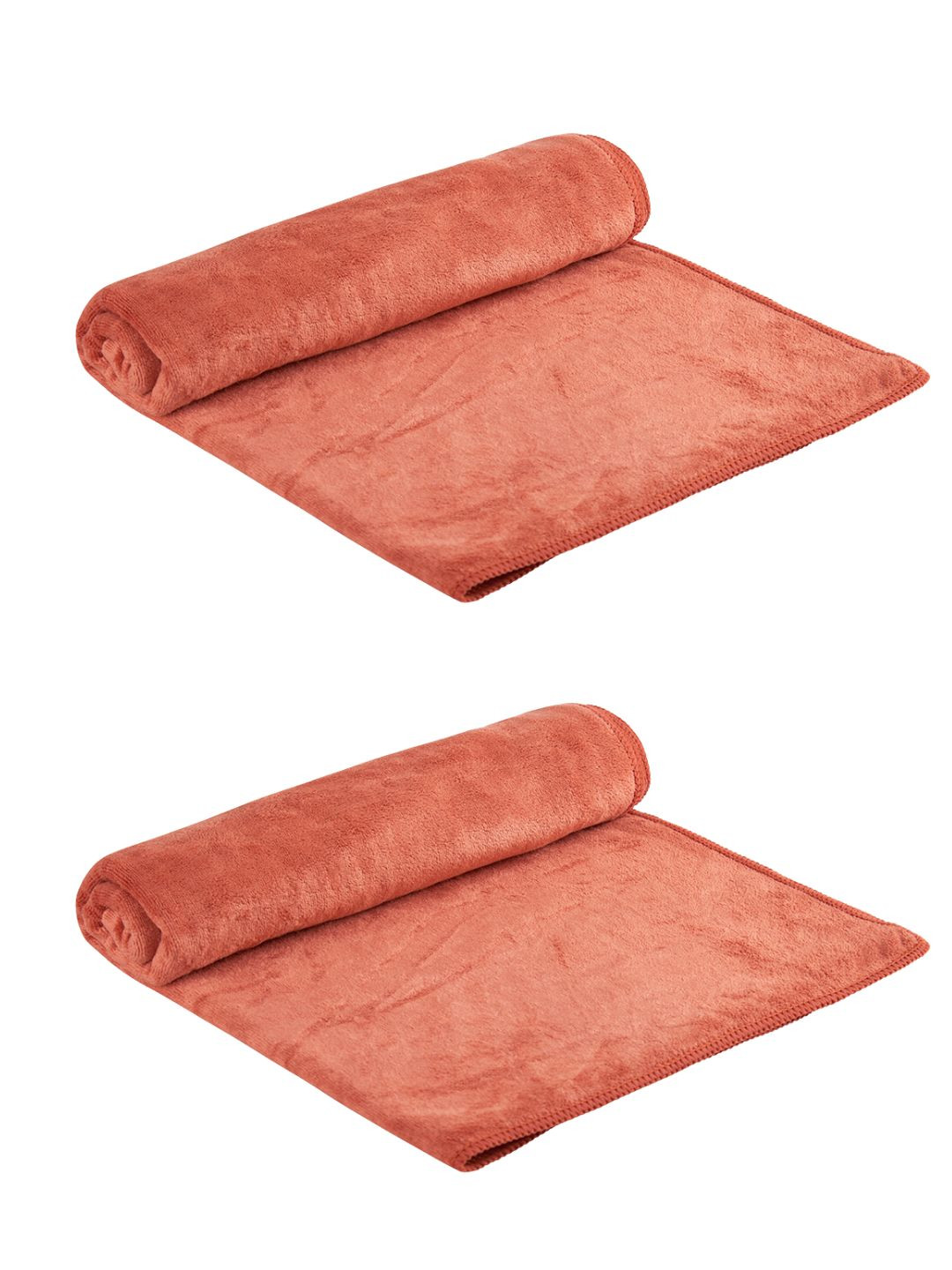 Aura Orange 2 Pieces 400 GSM Microfiber Absorbent Ultra Soft Anti-Fade Bath Towels
