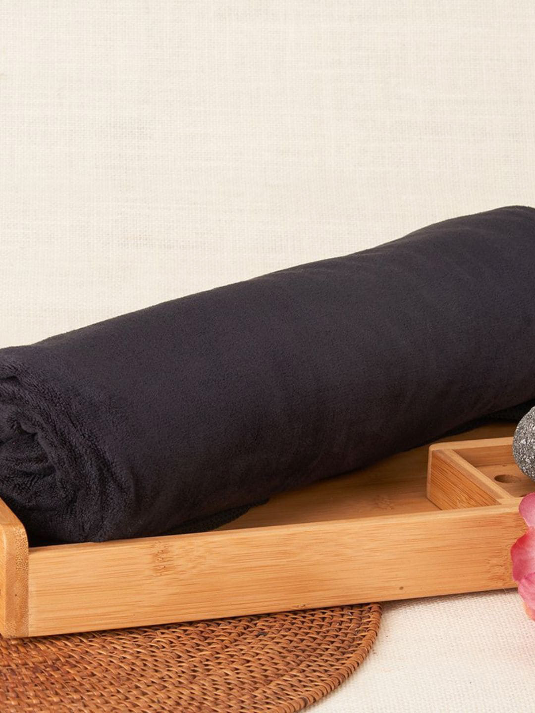 Aura Black Premium Absorbent UltraSoft Anti-Fade  Cotton Bath Towel