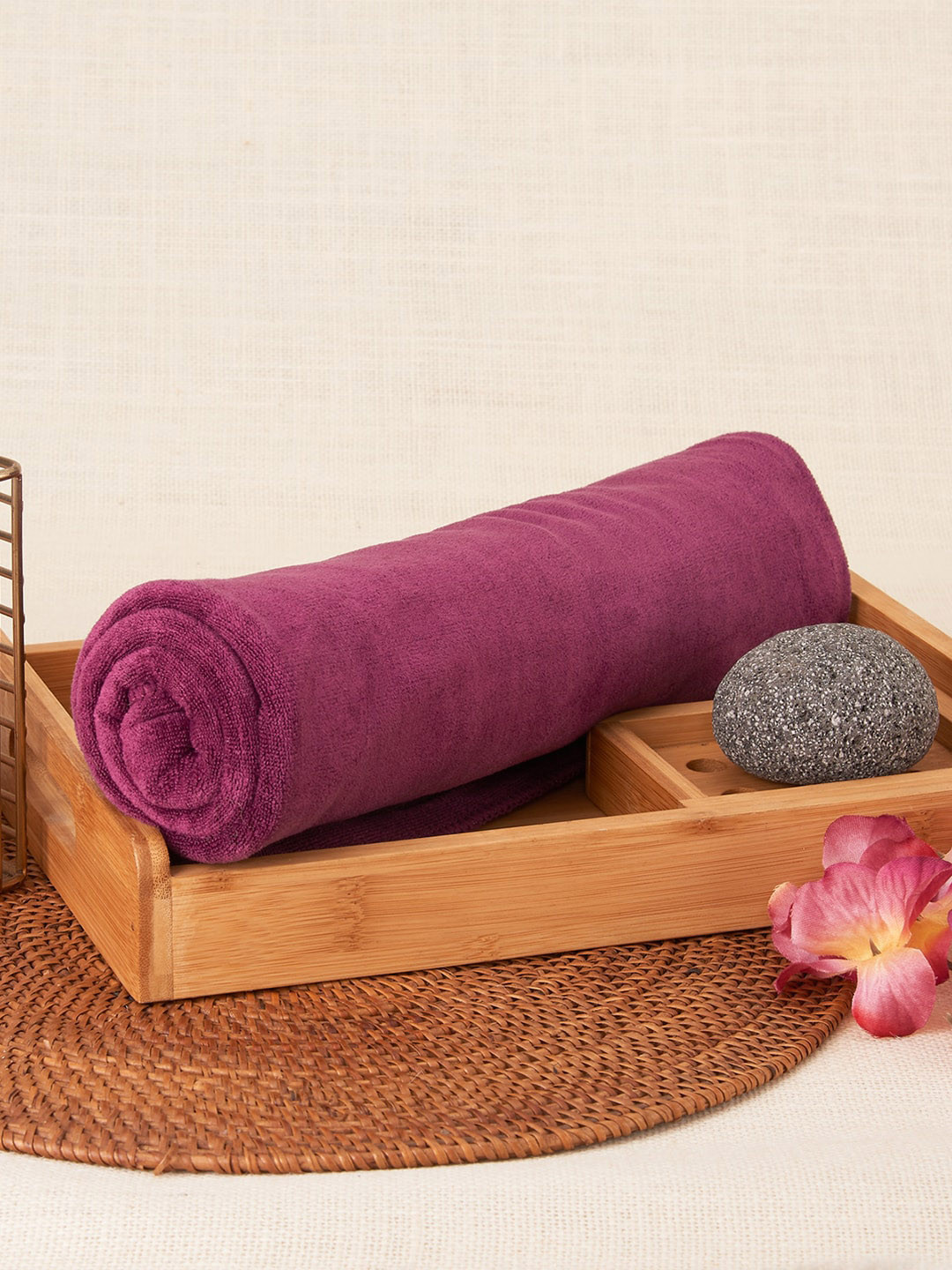 Aura Purple Premium Absorbent UltraSoft Anti-Fade  Cotton Bath Towel