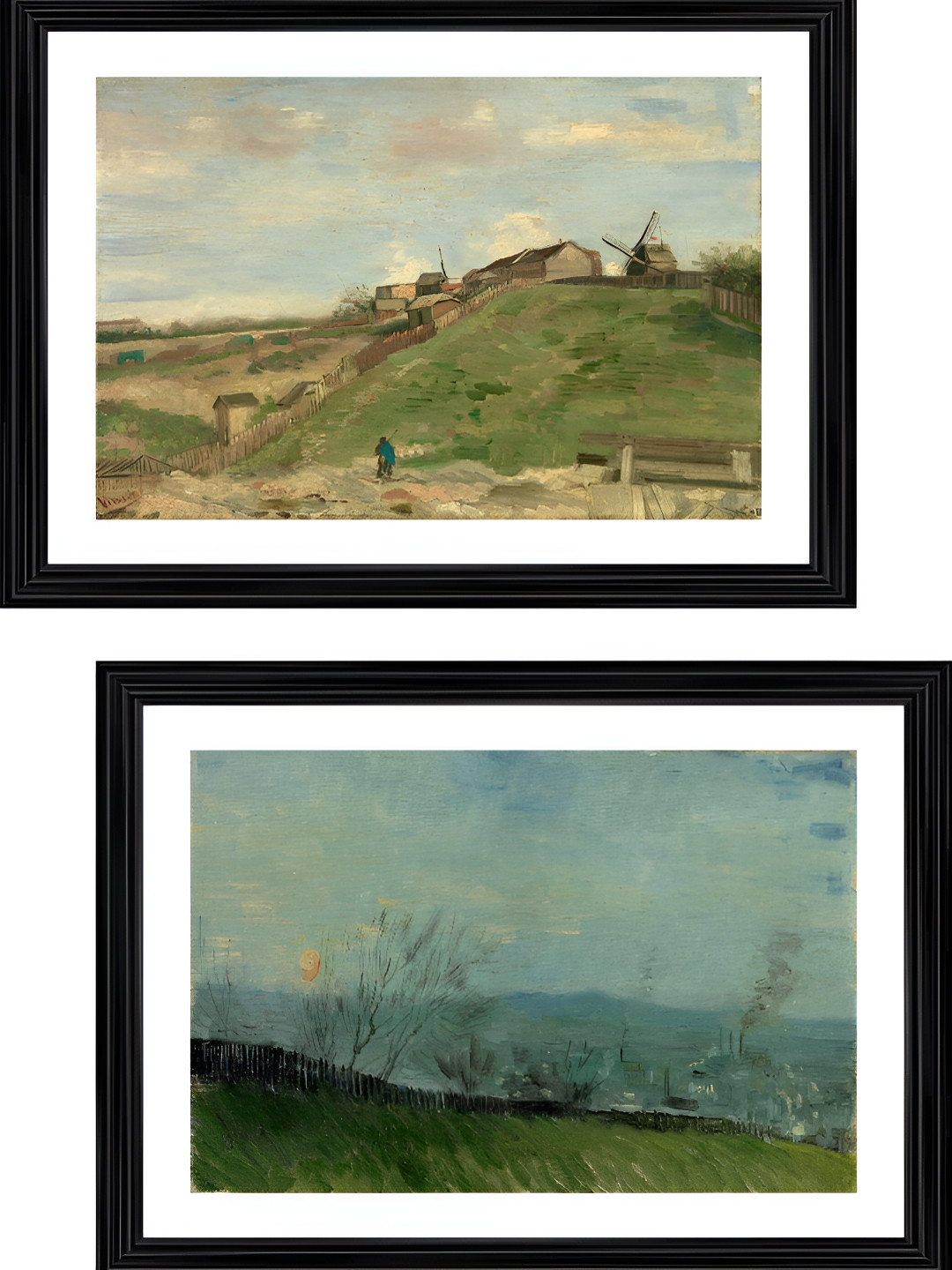 AdventuresIndia Wood 2 Pcs Wall Rectangle Paintings Wall Art - 14.9x11.8In