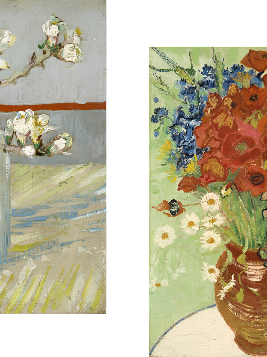 AdventuresIndia Flowering Almonds & Vase With Cornflowers 2 Pcs Wall Art - 14x18In