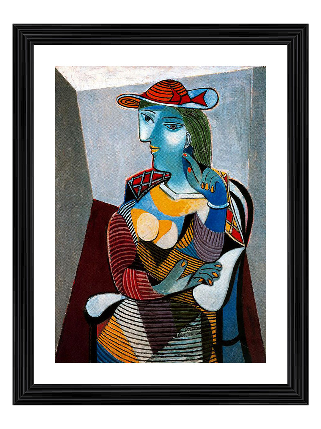 Adventures India Seated Woman Wood Wall Rectangle Paintings Wall Art - 20.47 x 15.74 In