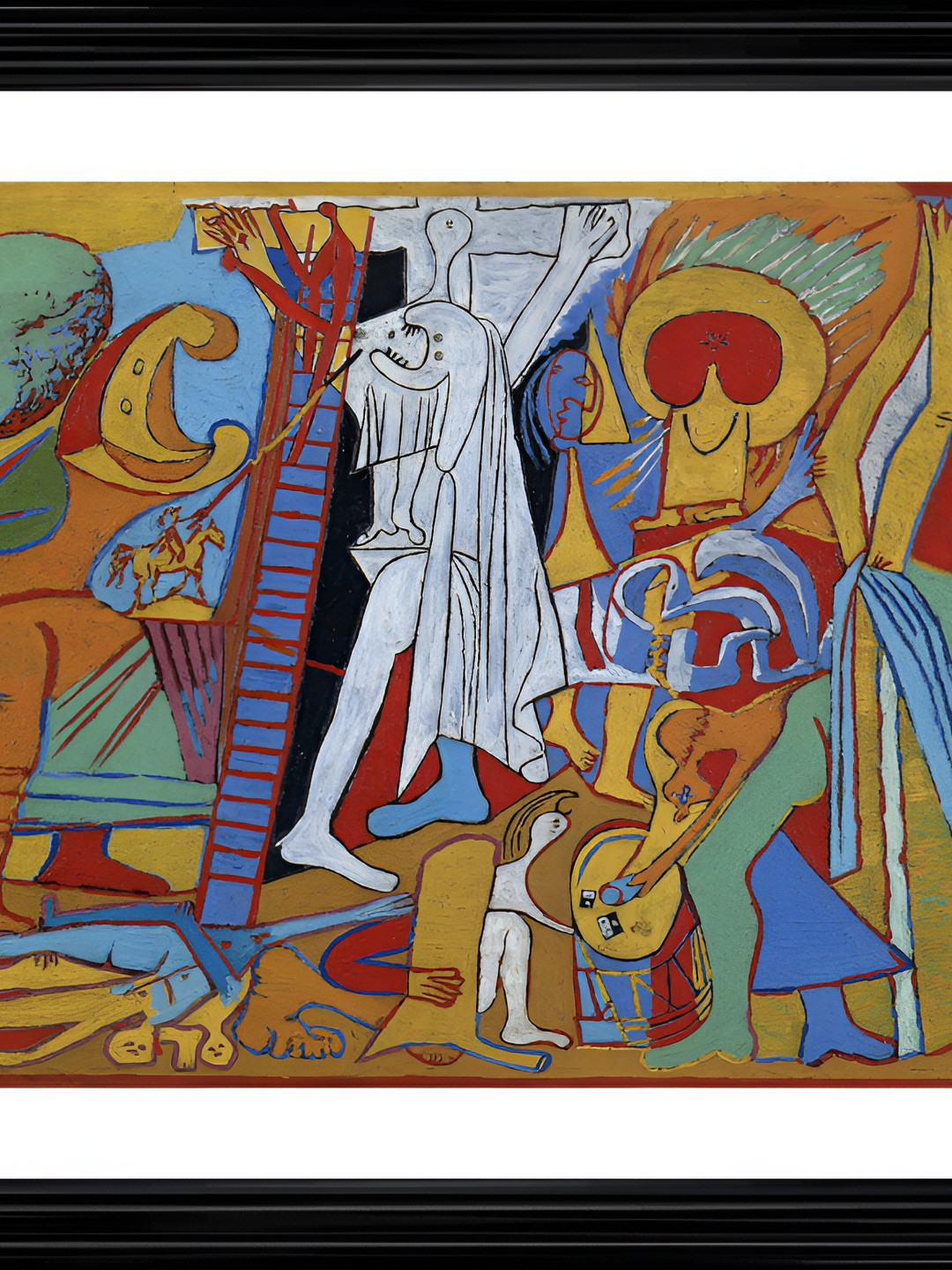 Adventures India Crucifixion Wood Wall Rectangle Paintings Wall Art - 24 x 18 In