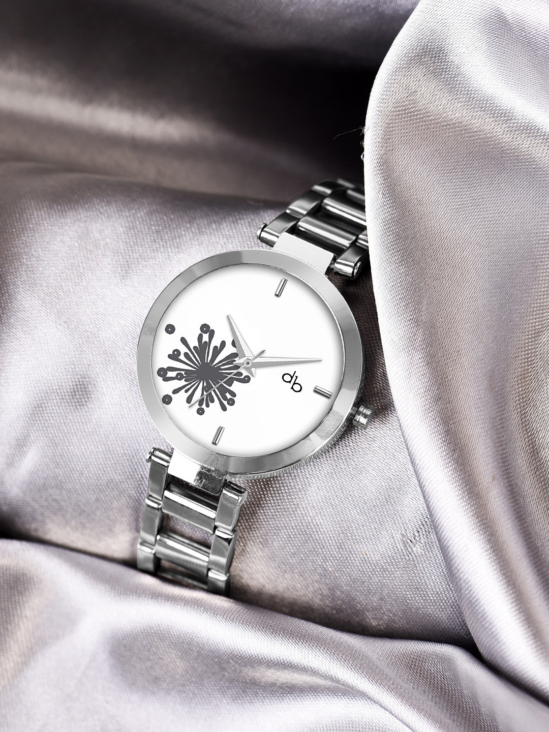 DressBerry Women Printed Dial Reset Time Analogue Watch HOBDB-195-SL-WH