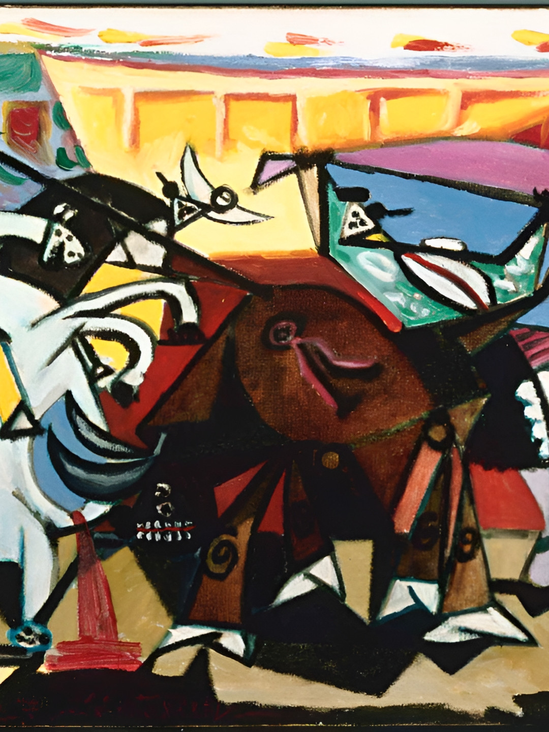 AdventuresIndia Bullfight Wood Wall Rectangle Paintings Wall Art -18 x 14In