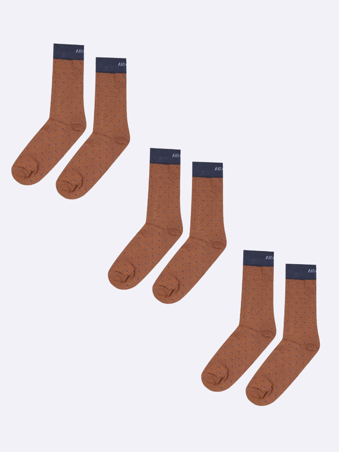 AIR GARB Pack of 3 Brown Dotted rib design Socks
