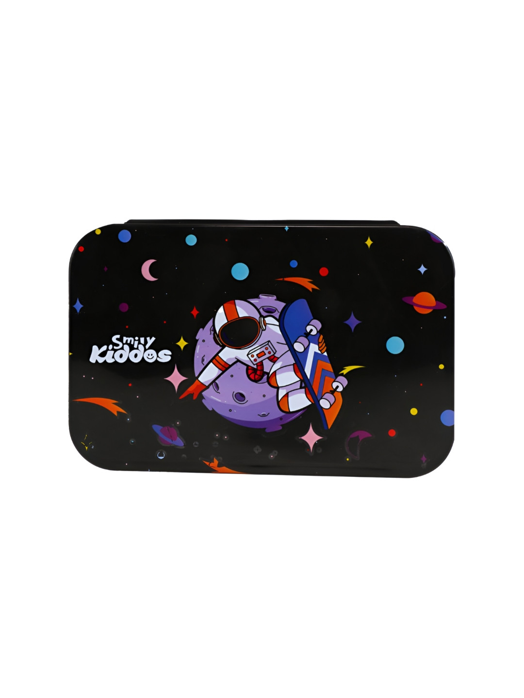 Smily Kiddos Brunch Astonaut theme Graphic Dishwasher Safe Lunch Box With Spoon and Fork