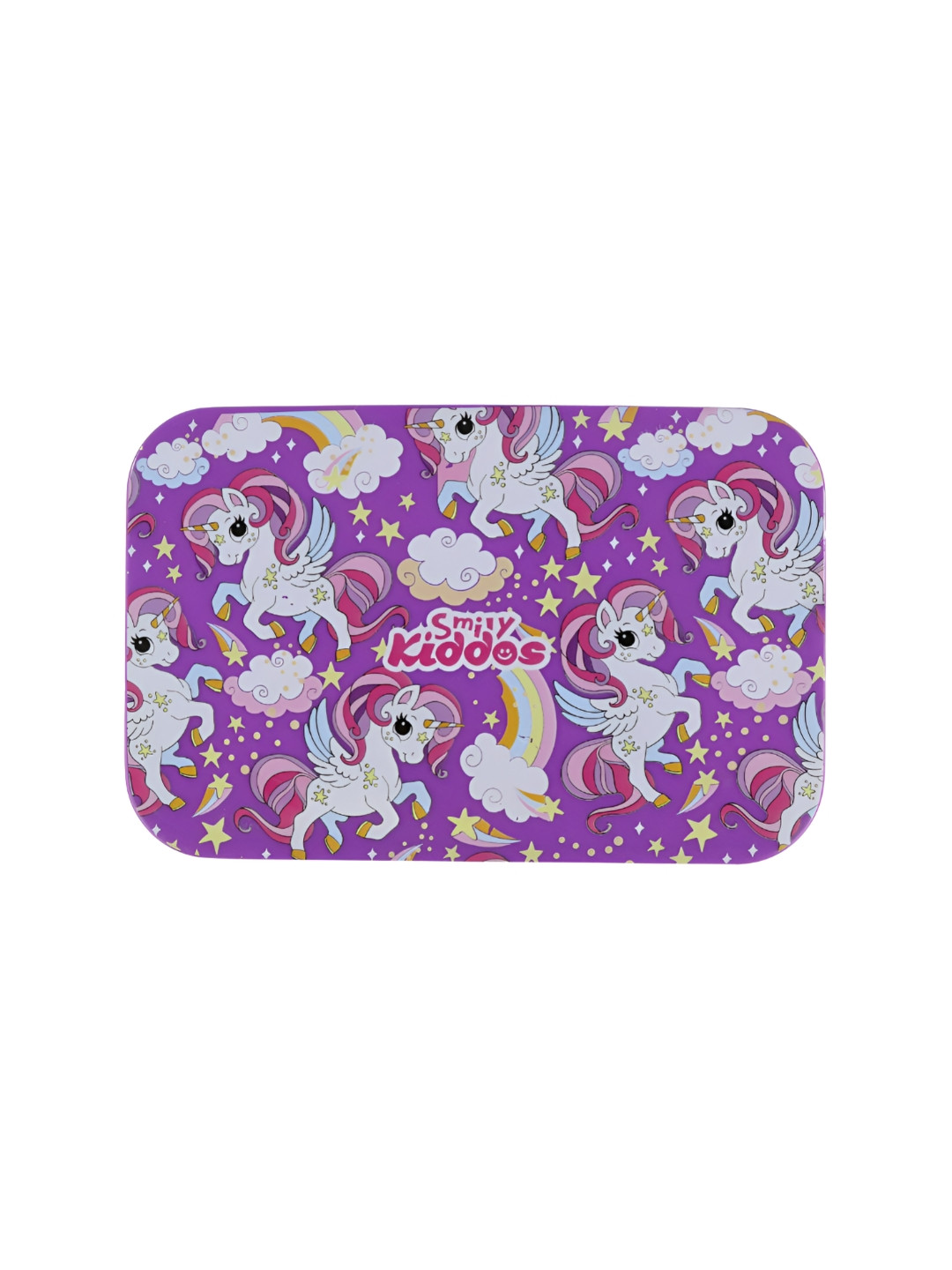 Smily Kiddos Brunch Unicorn Theme Plastic Dishwasher Safe Lunch Box With Spoon and Fork