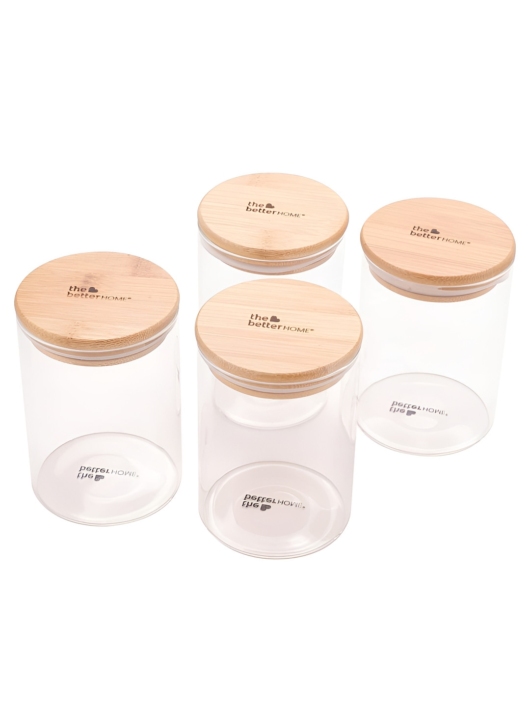 The Better Home Transparent Borosilicate Glass Microwave Safe 4 Piece Flip Top Jar-600ml