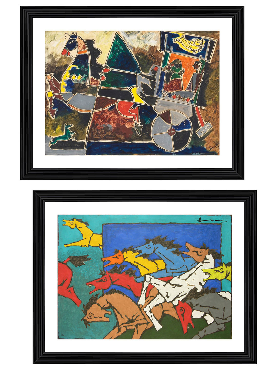 Adventures India Yellow & Black 2Pcs Wooden Birds And Animals Wall Paintings