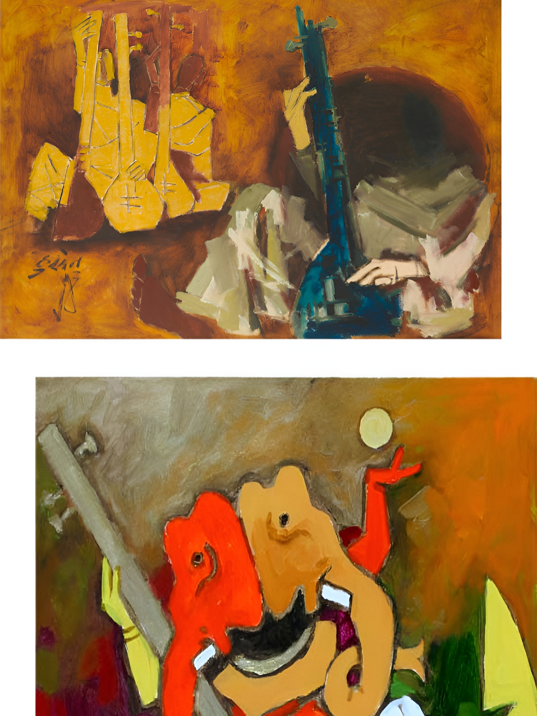 AdventuresIndia Veena Players Wood Wall Rectangle Paintings Wall Art 18 x 14In