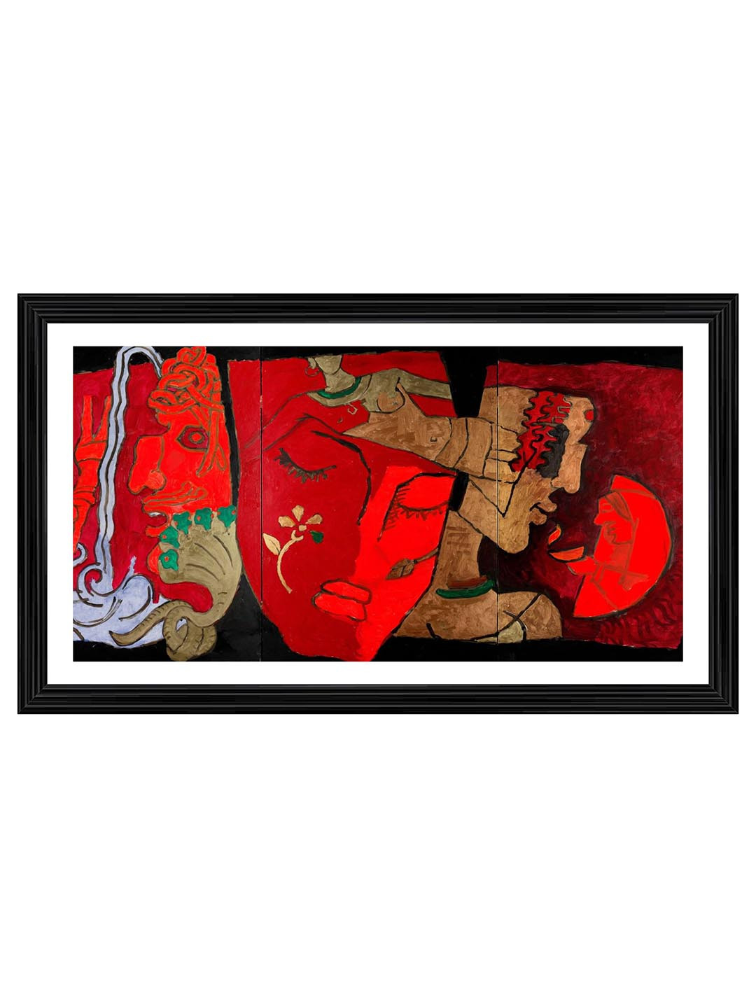 AdventuresIndia Wood Wall Rectangle Paintings Wall Art - 35.4x17.7In