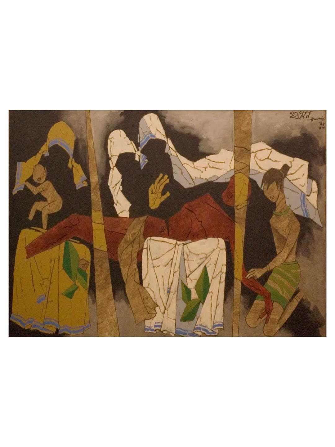 AdventuresIndia Wood Wall Rectangle Paintings Wall Art - 17.71x13.77In