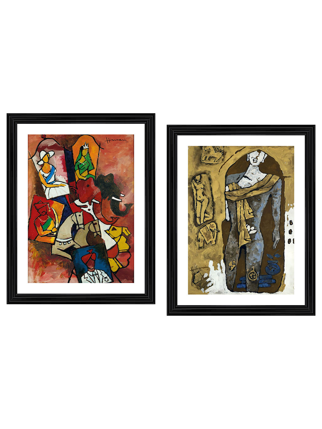 Adventures India Lord Buddha Wood 2 Pcs Living Room Paintings Wall Art -15.7 x 20.87In