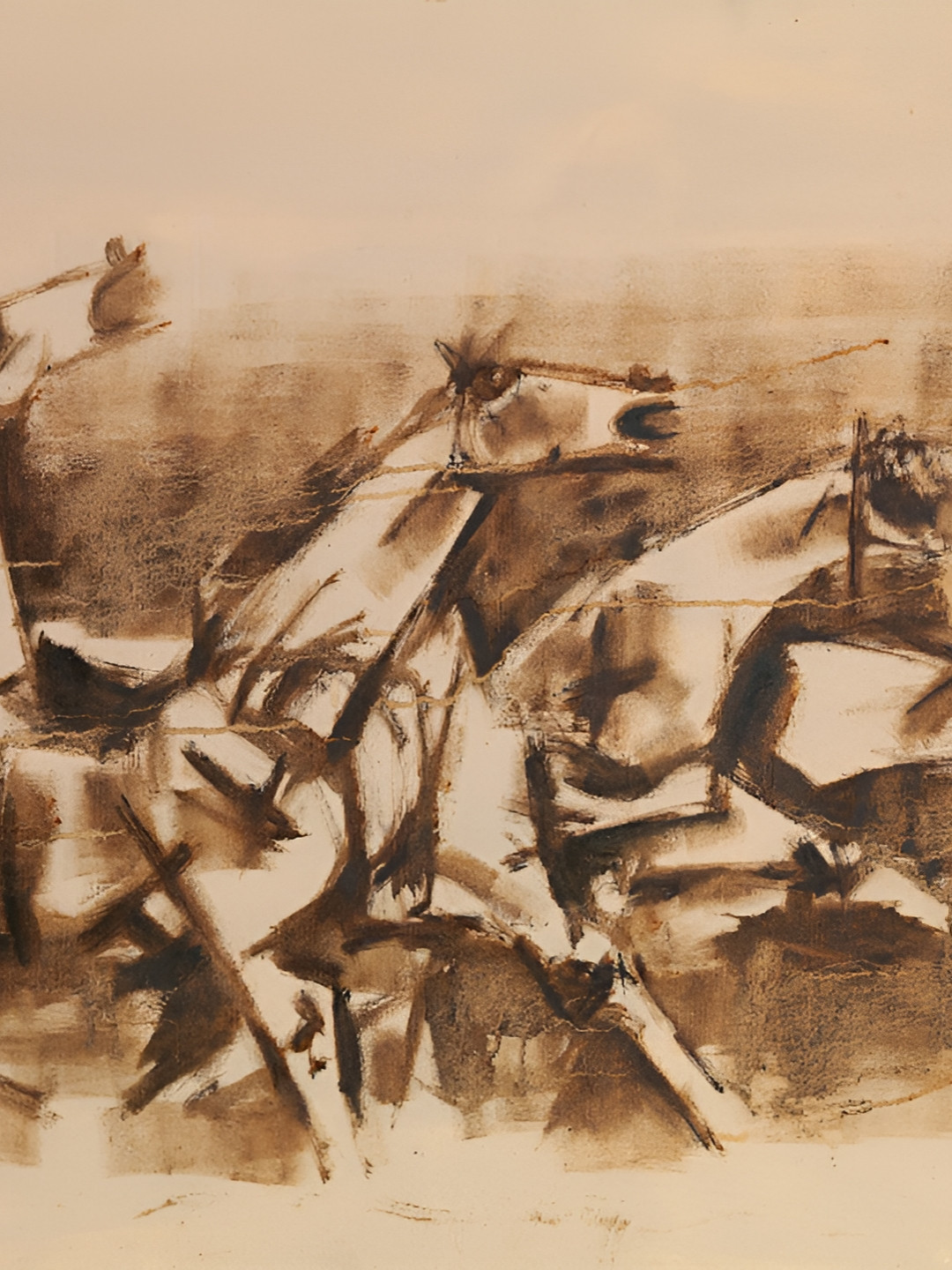 AdventuresIndia Four Horses and the Battle Wood Rectangle Paintings Wall Art - 18 x 14In