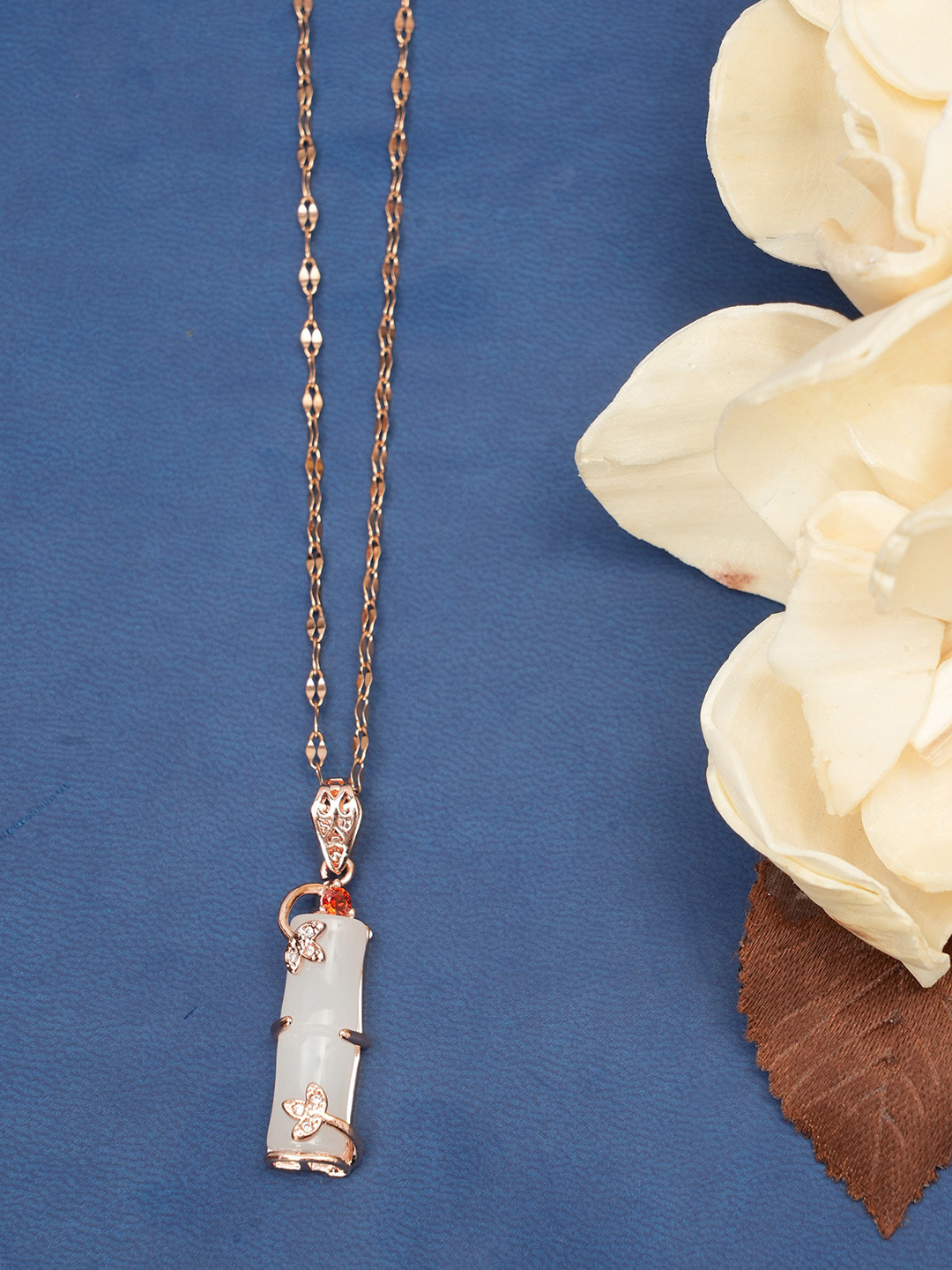 Designbox Rose Gold-Plated Stones Studded Minimal Chain