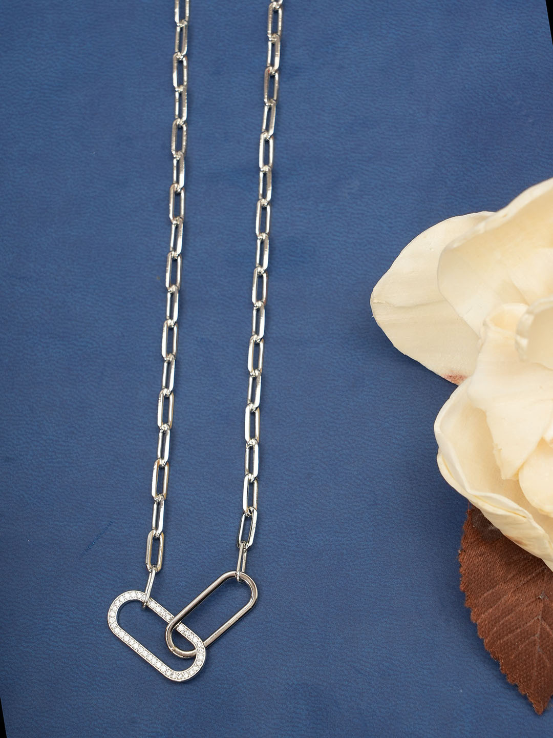 Designbox Cubic Zirconia Studded Pendant With Attached Chain