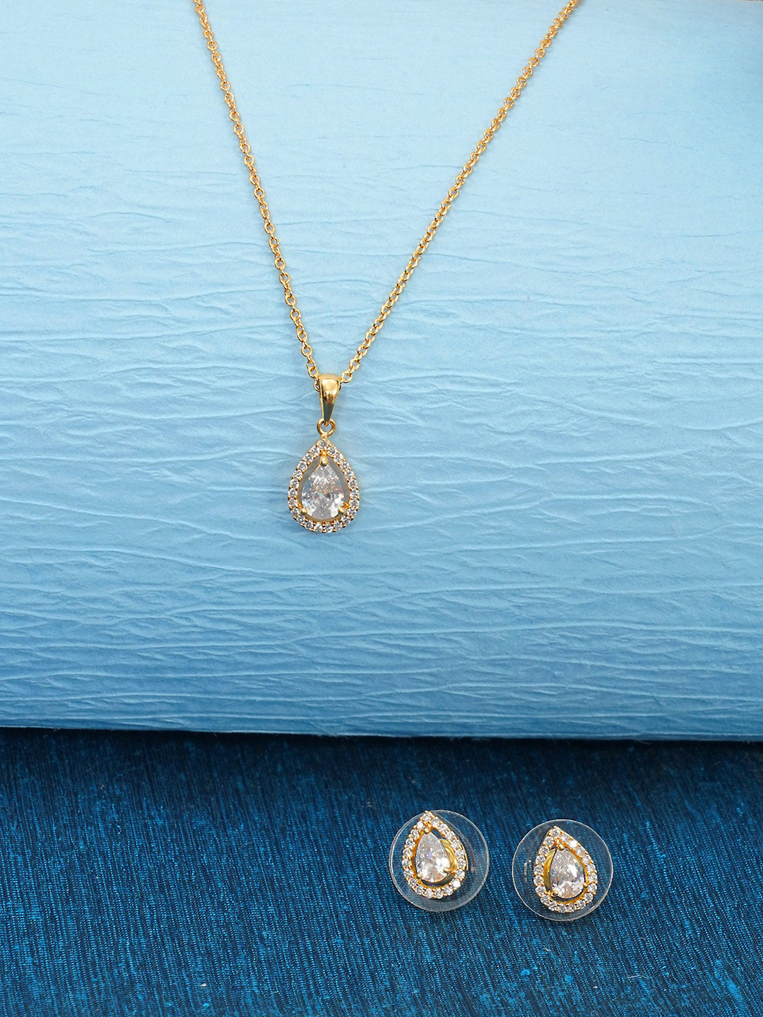 Designbox Stones Studded Pendent Set