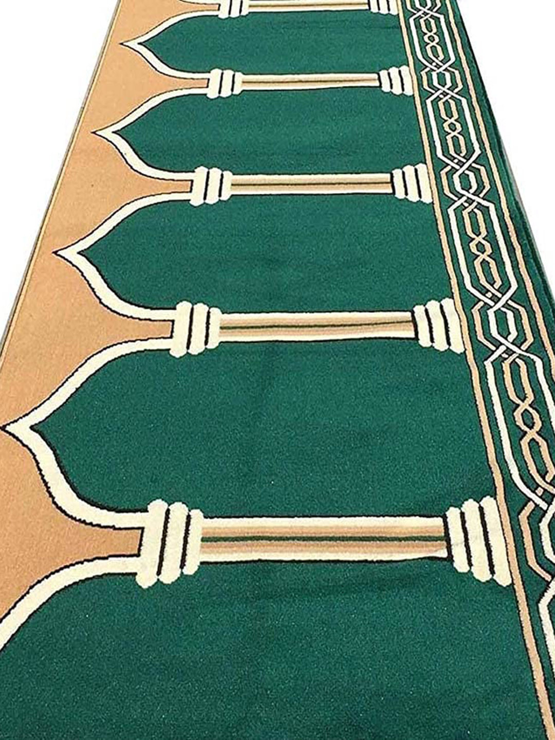 F & B RUGS Green & Beige Floral Printed Anti-Skid Carpet