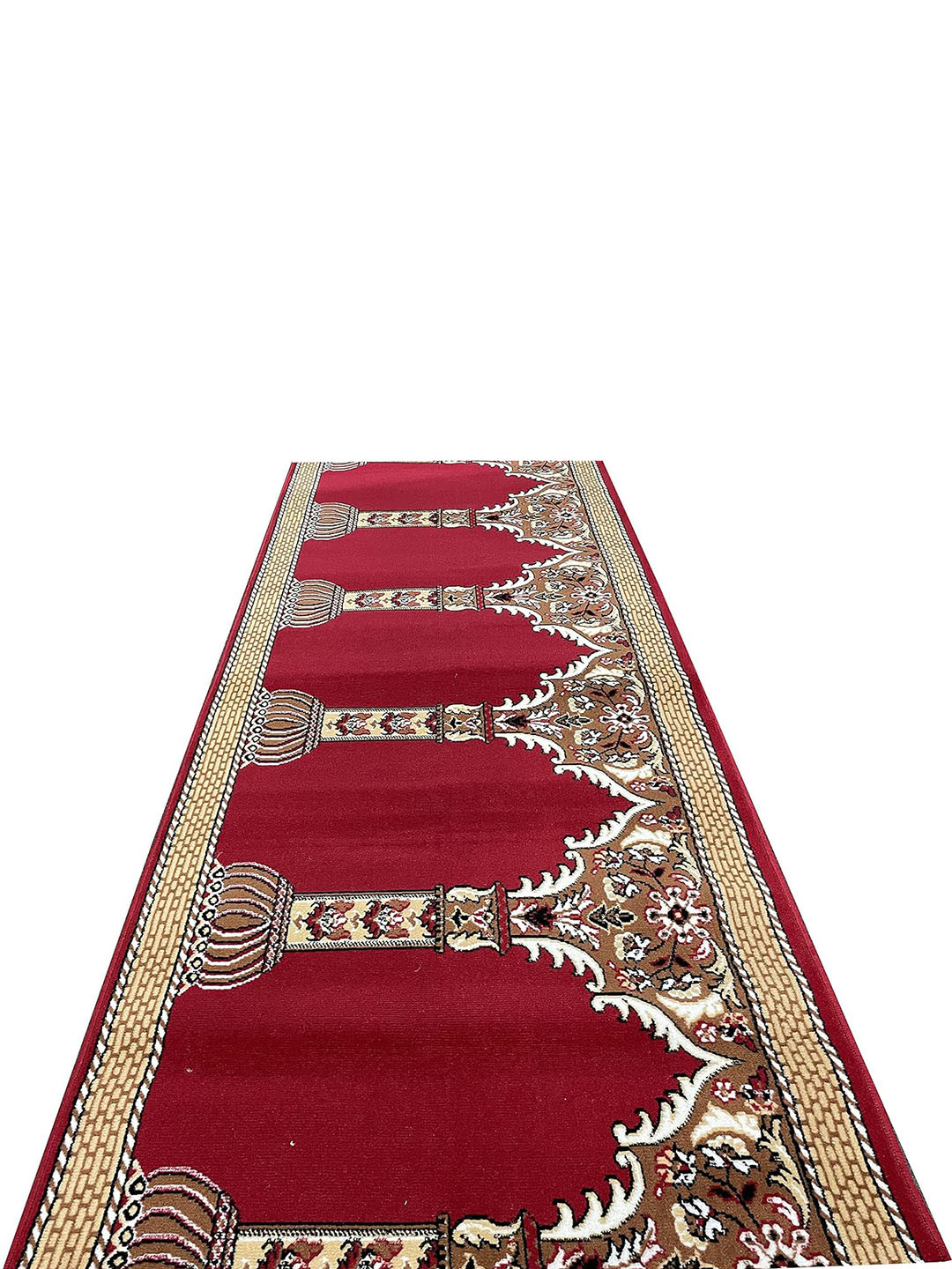 F & B RUGS Red Brown Ethnic Motifs Mosque Carpet