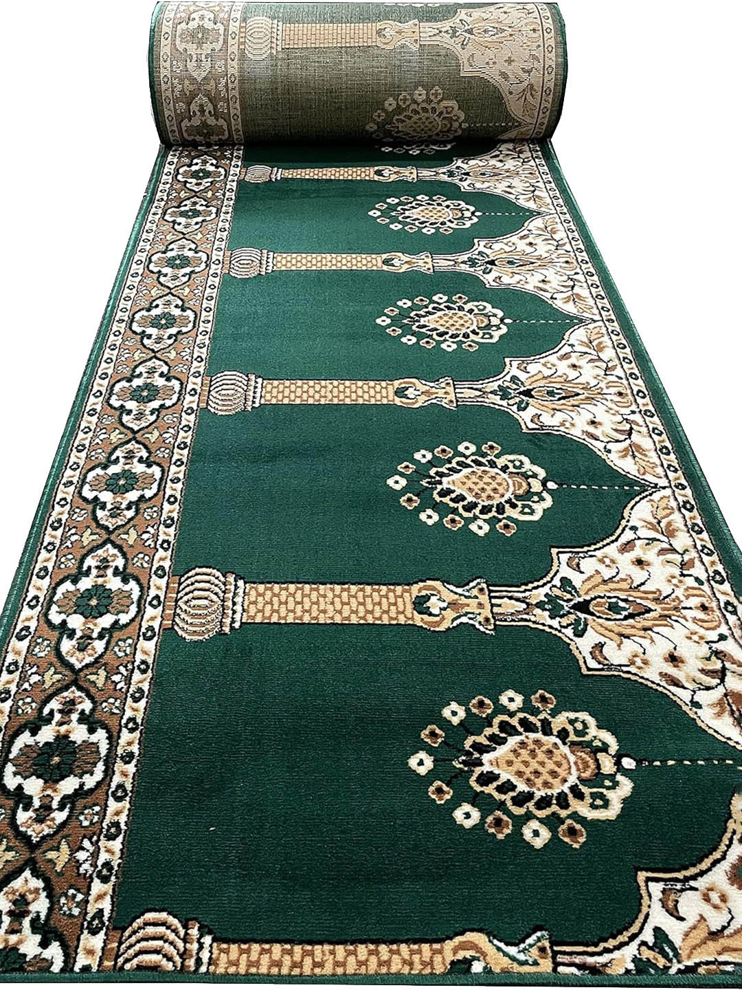F & B RUGS Green Floral Printed Carpets