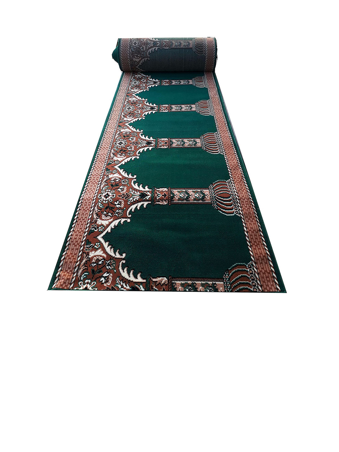 F & B RUGS Green Floral Printed Carpets